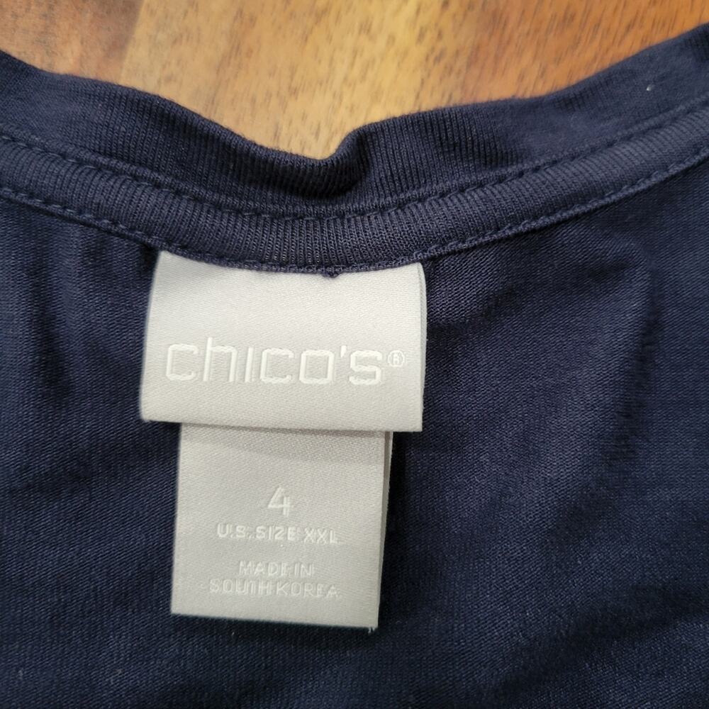 Lot of 2 Chico's Navy Dot and Solid Navy Scoop Neck Casual Tops Size 4 - XXL - Picture 11 of 11
